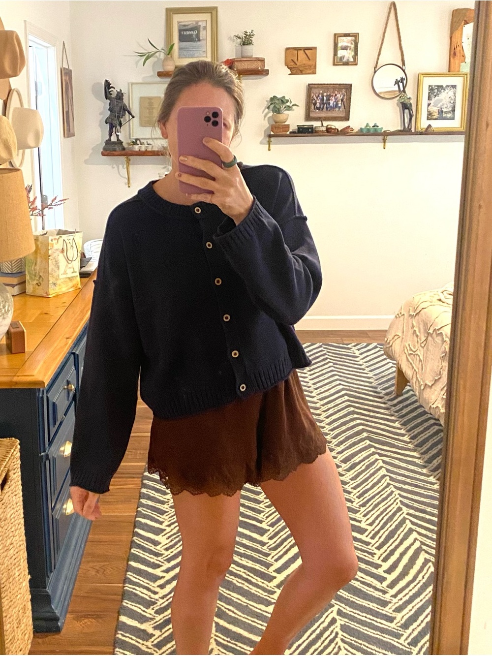 NWT Boxy Navy Button-Down Sweater Cardigan